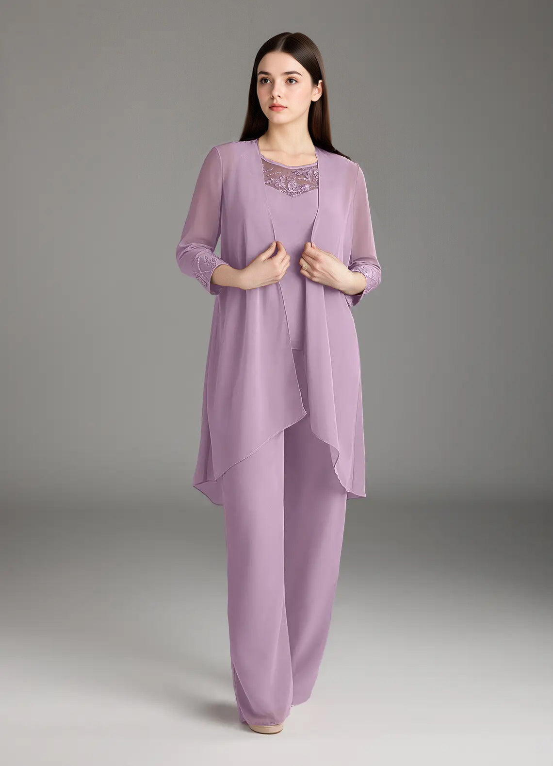 Augday Maura Mother of the Bride Dresses Jumpsuit Pantsuit Sequins Chiffon Dress