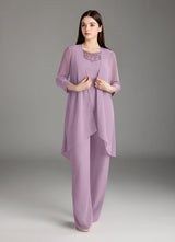 Augday Maura Mother of the Bride Dresses Jumpsuit Pantsuit Sequins Chiffon Dress