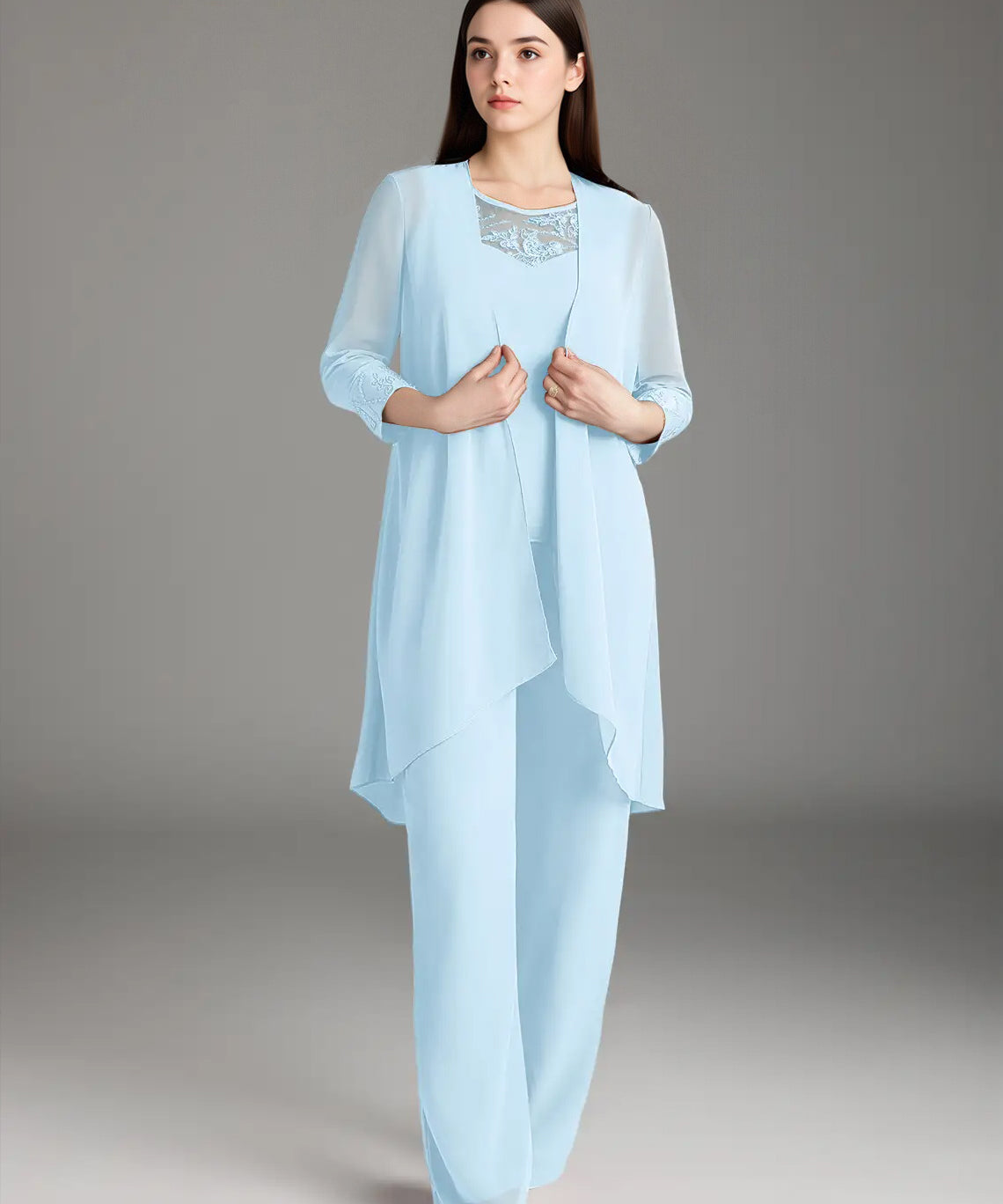 Augday Maura Mother of the Bride Dresses Jumpsuit Pantsuit Sequins Chiffon Dress