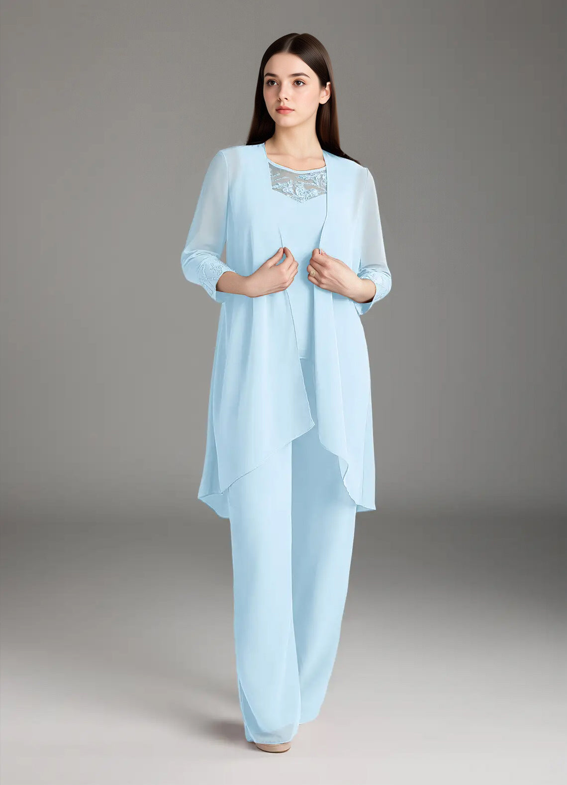 Augday Maura Mother of the Bride Dresses Jumpsuit Pantsuit Sequins Chiffon Dress