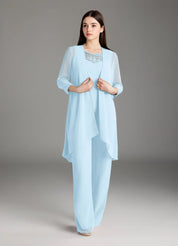 Augday Maura Mother of the Bride Dresses Jumpsuit Pantsuit Sequins Chiffon Dress