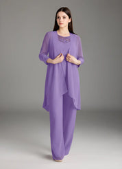 Augday Maura Mother of the Bride Dresses Jumpsuit Pantsuit Sequins Chiffon Dress