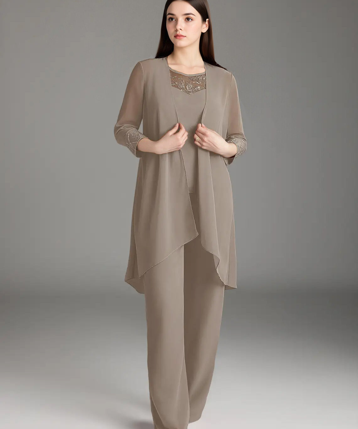 Augday Maura Mother of the Bride Dresses Jumpsuit Pantsuit Sequins Chiffon Dress