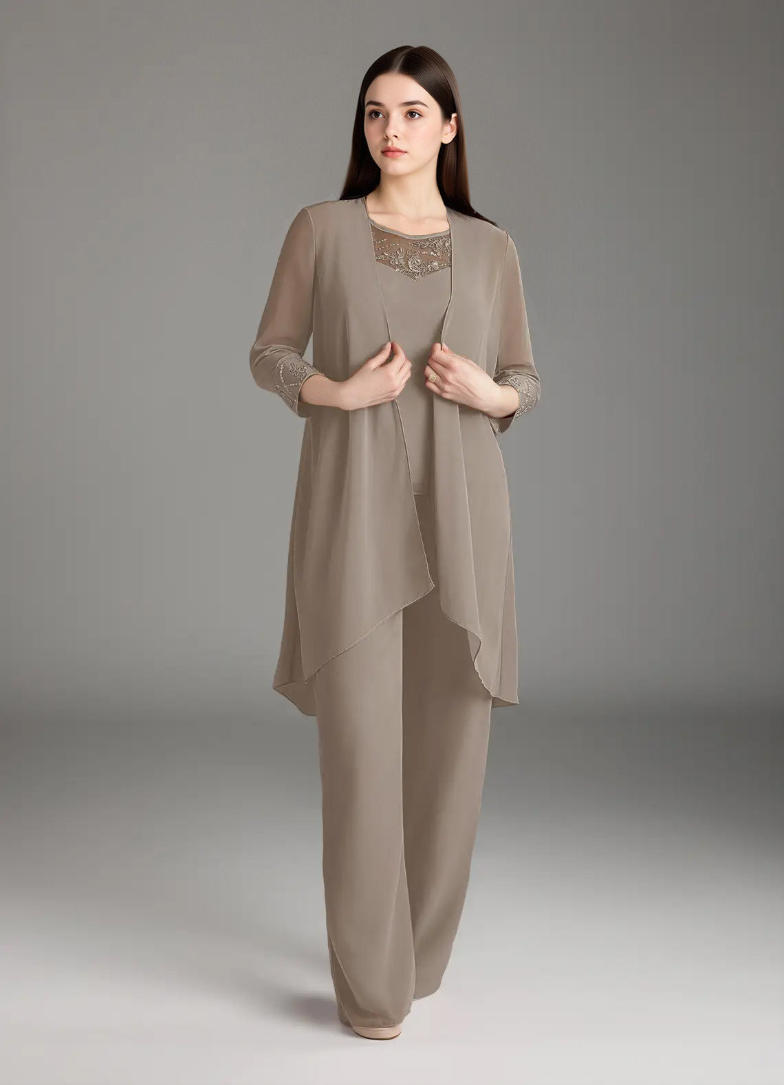 Augday Maura Mother of the Bride Dresses Jumpsuit Pantsuit Sequins Chiffon Dress