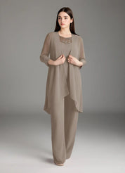 Augday Maura Mother of the Bride Dresses Jumpsuit Pantsuit Sequins Chiffon Dress