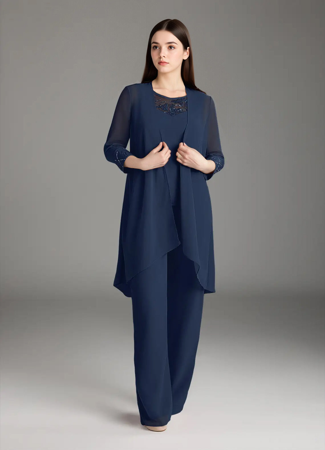 Augday Maura Mother of the Bride Dresses Jumpsuit Pantsuit Sequins Chiffon Dress