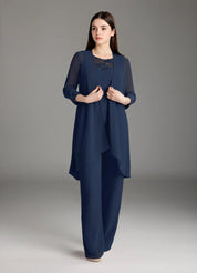 Augday Maura Mother of the Bride Dresses Jumpsuit Pantsuit Sequins Chiffon Dress