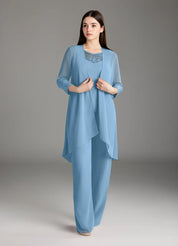 Augday Maura Mother of the Bride Dresses Jumpsuit Pantsuit Sequins Chiffon Dress