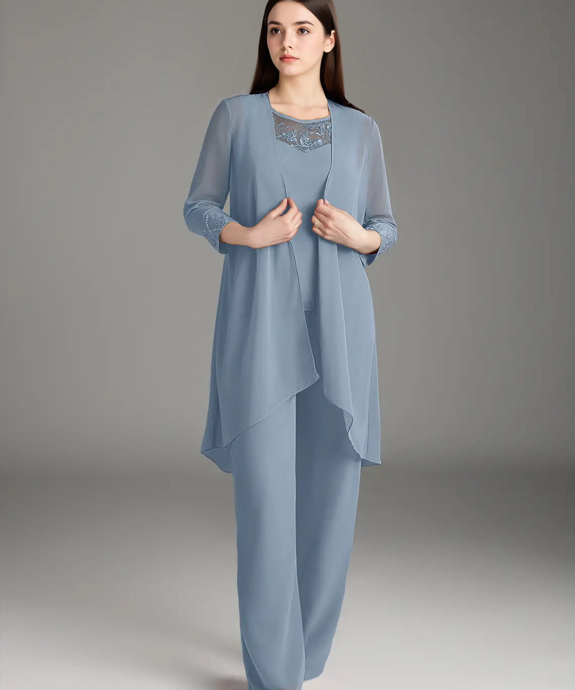 Augday Maura Mother of the Bride Dresses Jumpsuit Pantsuit Sequins Chiffon Dress