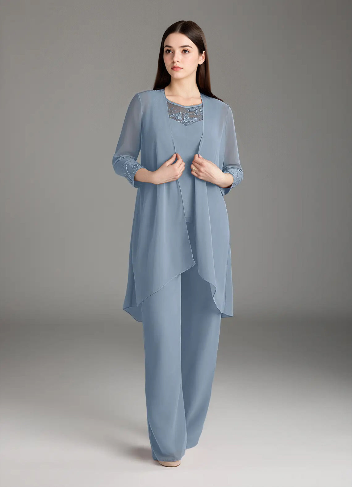 Augday Maura Mother of the Bride Dresses Jumpsuit Pantsuit Sequins Chiffon Dress