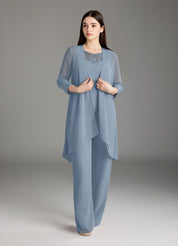 Augday Maura Mother of the Bride Dresses Jumpsuit Pantsuit Sequins Chiffon Dress