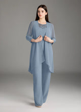 Augday Maura Mother of the Bride Dresses Jumpsuit Pantsuit Sequins Chiffon Dress
