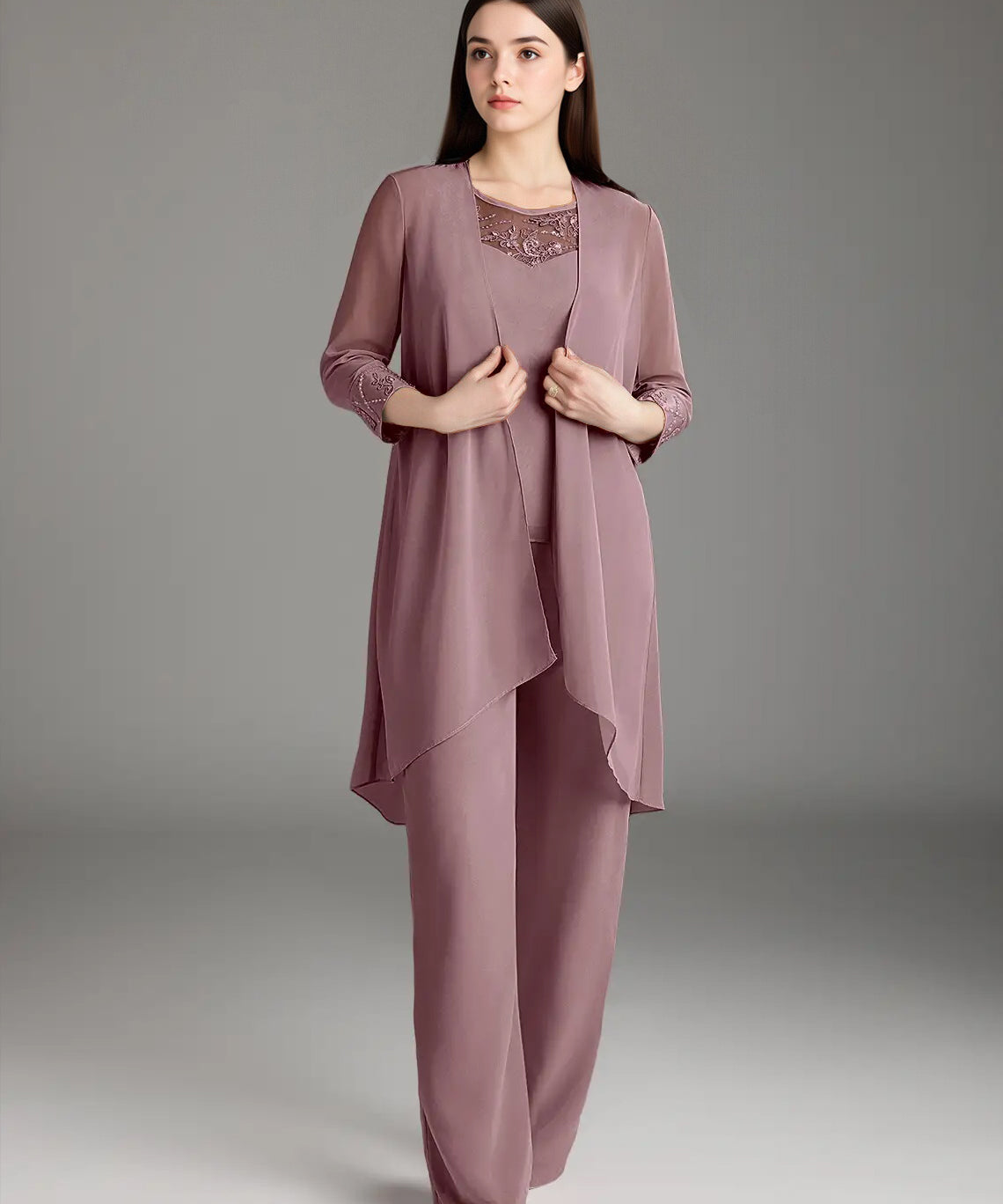 Augday Maura Mother of the Bride Dresses Jumpsuit Pantsuit Sequins Chiffon Dress