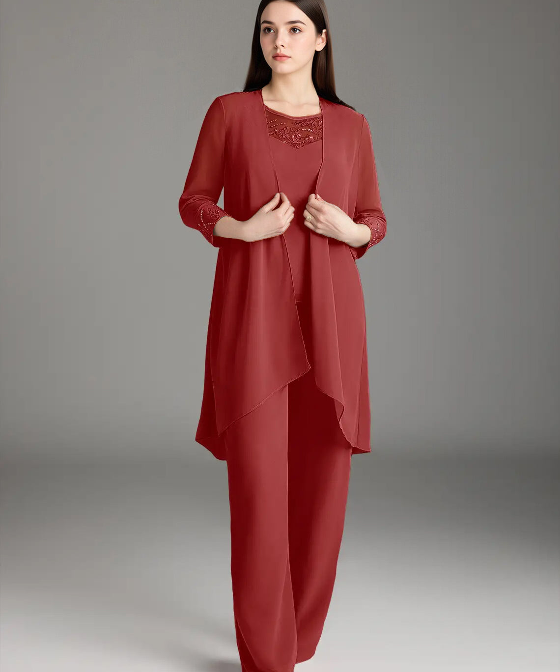 Augday Maura Mother of the Bride Dresses Jumpsuit Pantsuit Sequins Chiffon Dress