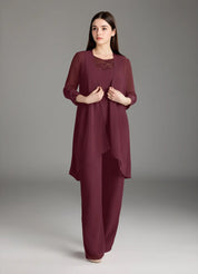 Augday Maura Mother of the Bride Dresses Jumpsuit Pantsuit Sequins Chiffon Dress