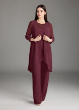 Augday Maura Mother of the Bride Dresses Jumpsuit Pantsuit Sequins Chiffon Dress