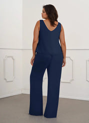 Augday Maura Mother of the Bride Dresses JumpsuitPantsuit Sequins Chiffon Dress Plus Size