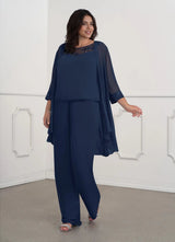 Augday Maura Mother of the Bride Dresses JumpsuitPantsuit Sequins Chiffon Dress Plus Size