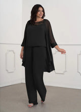 Augday Maura Mother of the Bride Dresses JumpsuitPantsuit Sequins Chiffon Dress Plus Size