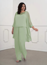 Augday Maura Mother of the Bride Dresses JumpsuitPantsuit Sequins Chiffon Dress Plus Size