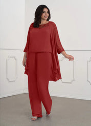 Augday Maura Mother of the Bride Dresses JumpsuitPantsuit Sequins Chiffon Dress Plus Size