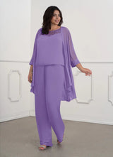 Augday Maura Mother of the Bride Dresses JumpsuitPantsuit Sequins Chiffon Dress Plus Size