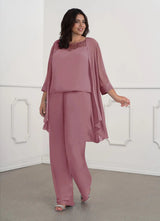 Augday Maura Mother of the Bride Dresses JumpsuitPantsuit Sequins Chiffon Dress Plus Size