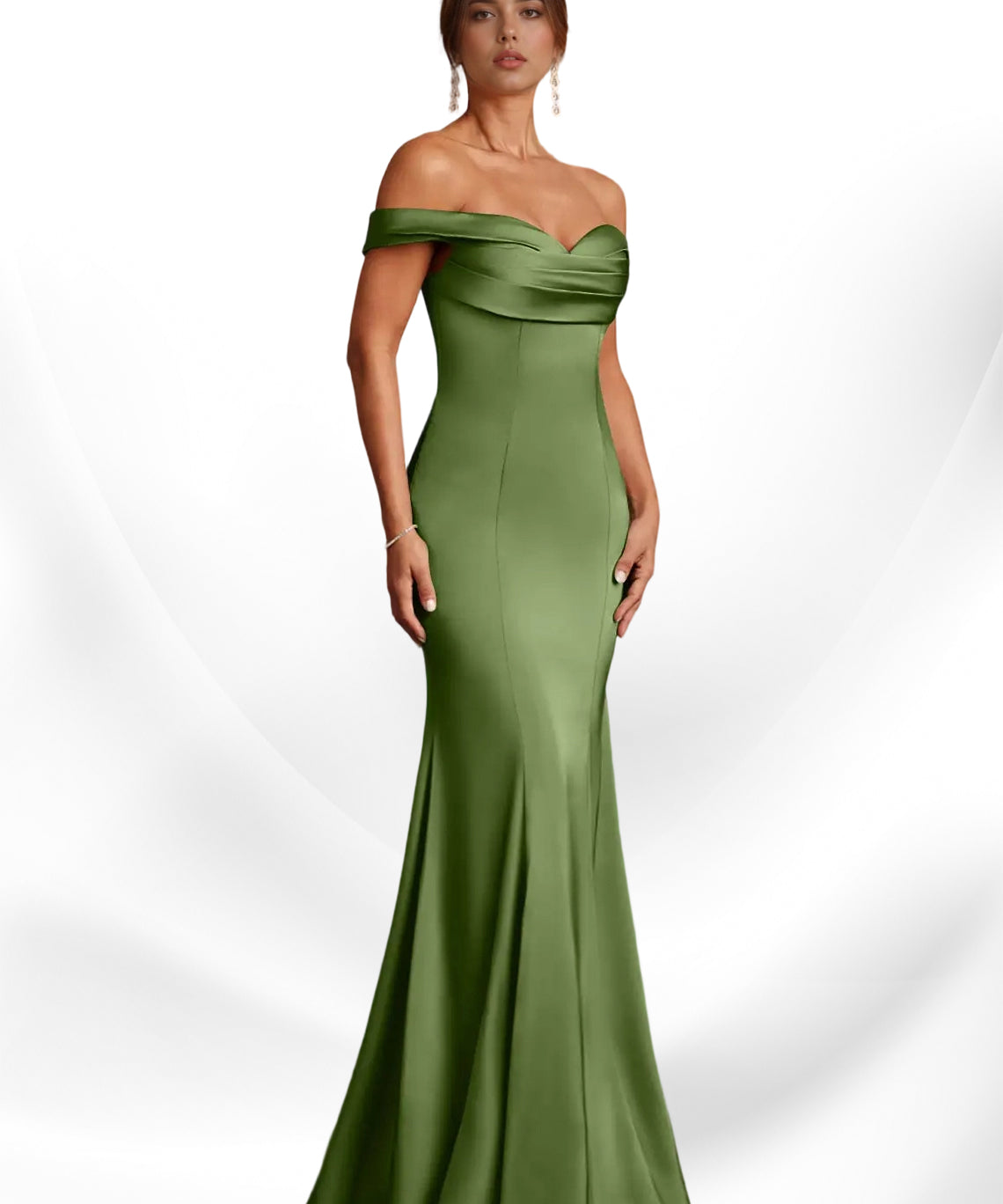 Augday  Mermaid Off the Shoulder Stretch Satin Dress