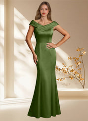 Augday Aberdeen Sheath Pleated Stretch Satin Dress