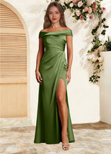 Augday Bedford Sheath Pleated Stretch Satin Dress