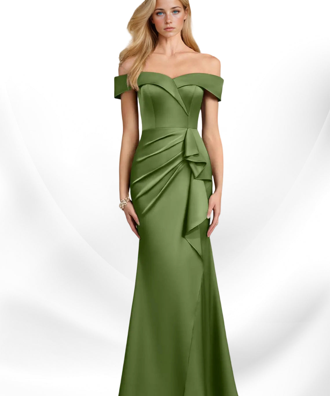 Augday Laredo Mermaid Off the Shoulder Stretch Satin Dress