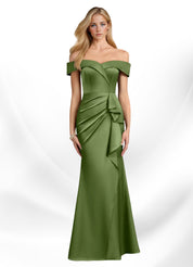Augday Laredo Mermaid Off the Shoulder Stretch Satin Dress