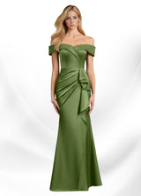 Augday Laredo Mermaid Off the Shoulder Stretch Satin Dress