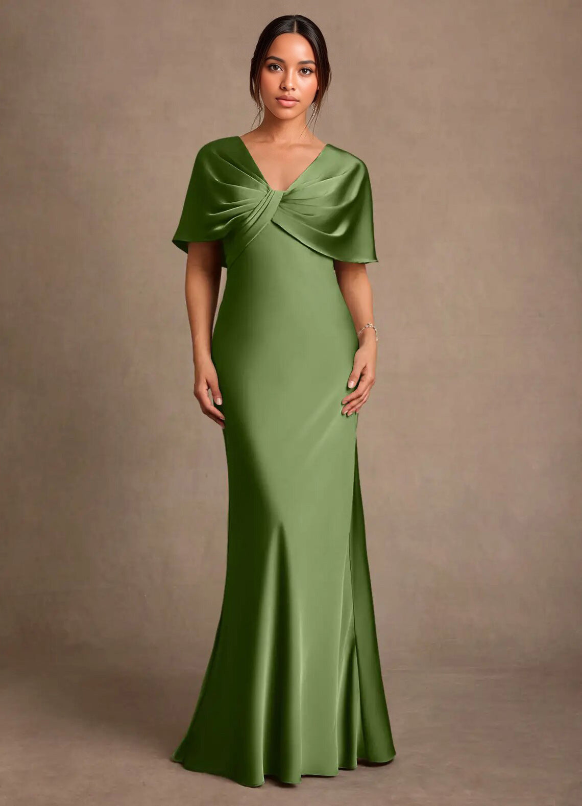 Augday Dosia Sheath Pleated Stretch Satin Dress