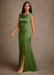 Augday Irvine A-Line Pleated Stretch Satin Dress