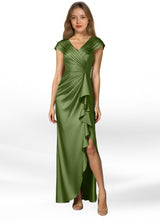 Augday Anderson A-Line Pleated Stretch Satin Dress