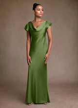Augday Shelby Mother of the Bride Dresses Mermaid Pleated Stretch Satin Dress