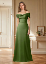 Augday Amelia A-Line Off the Shoulder Stretch Satin Dress