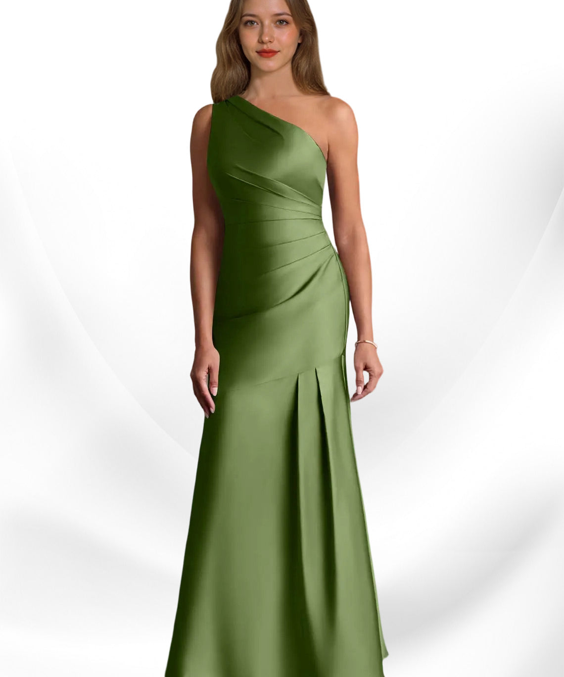 Augday Haifa Mermaid One Shoulder Stretch Satin Dress