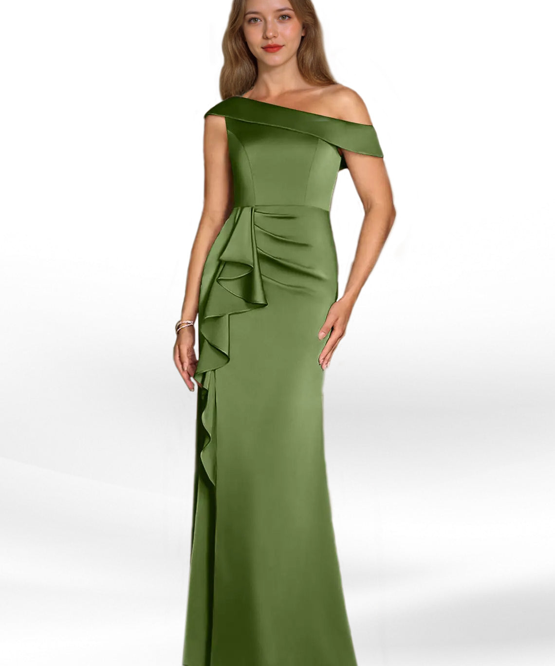 Augday Hamptons A-Line Pleated Stretch Satin Dress
