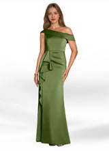 Augday Hamptons A-Line Pleated Stretch Satin Dress