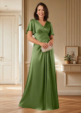 Augday Emmeline A-Line Pleated Stretch Satin Dress