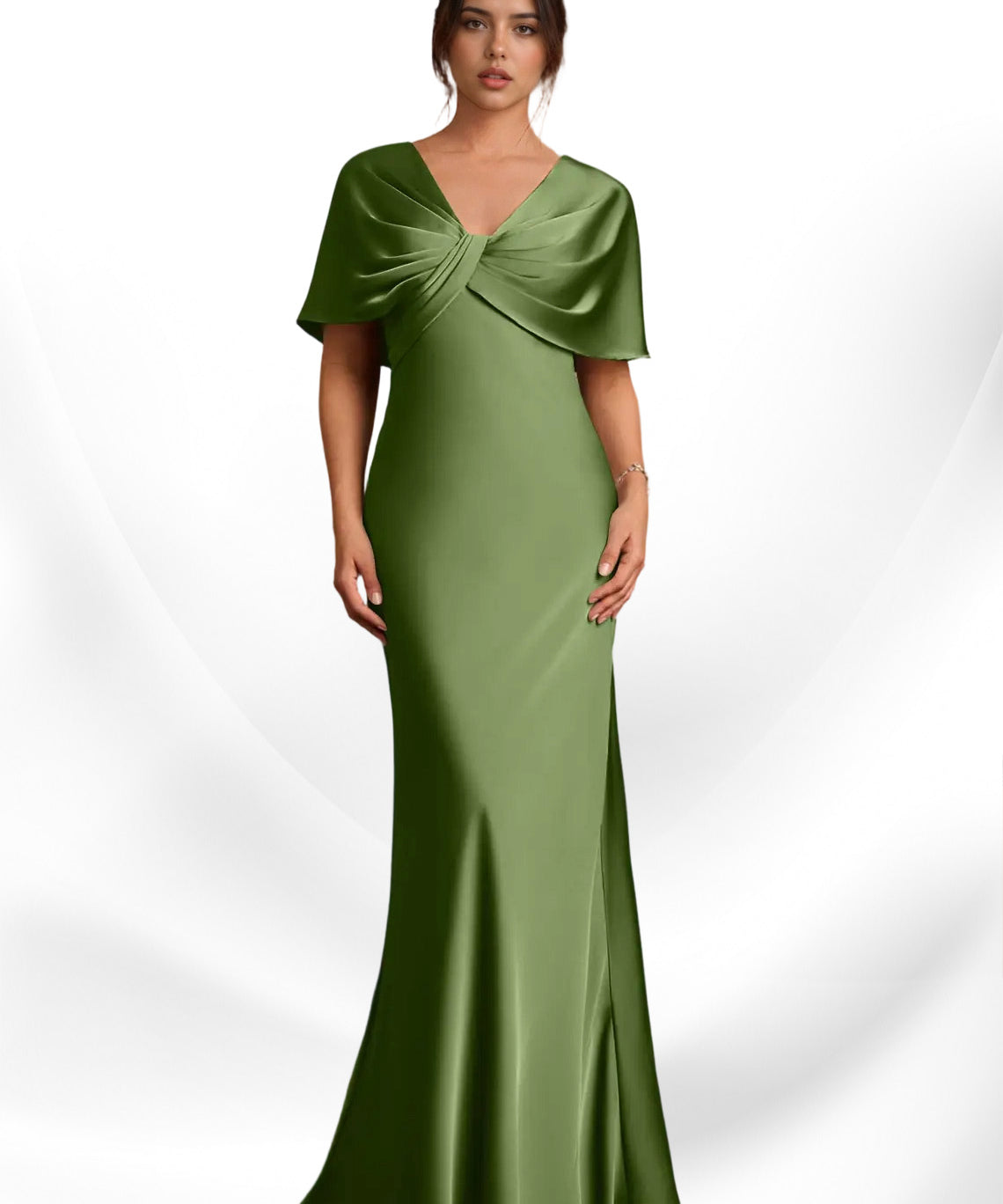 Augday Dosia Sheath Pleated Stretch Satin Dress