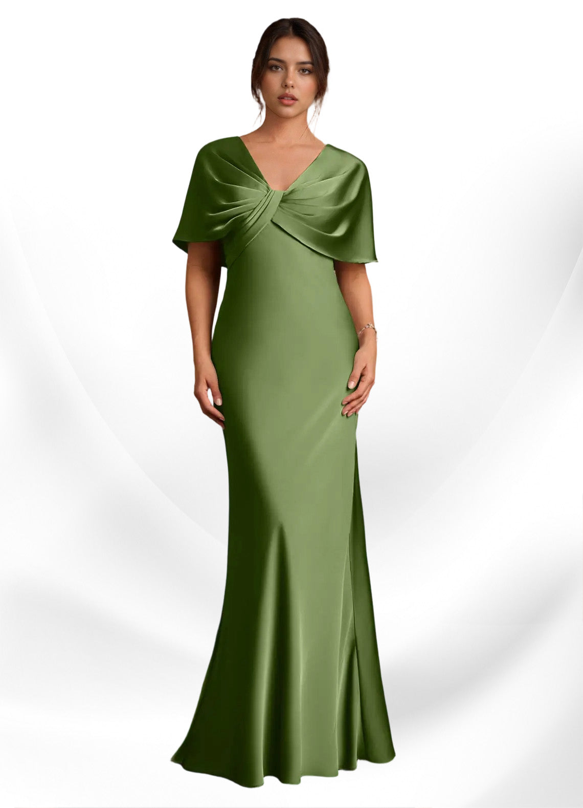 Augday Dosia Sheath Pleated Stretch Satin Dress