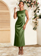Augday Mazhe A-Line Pleated Stretch Satin Dress