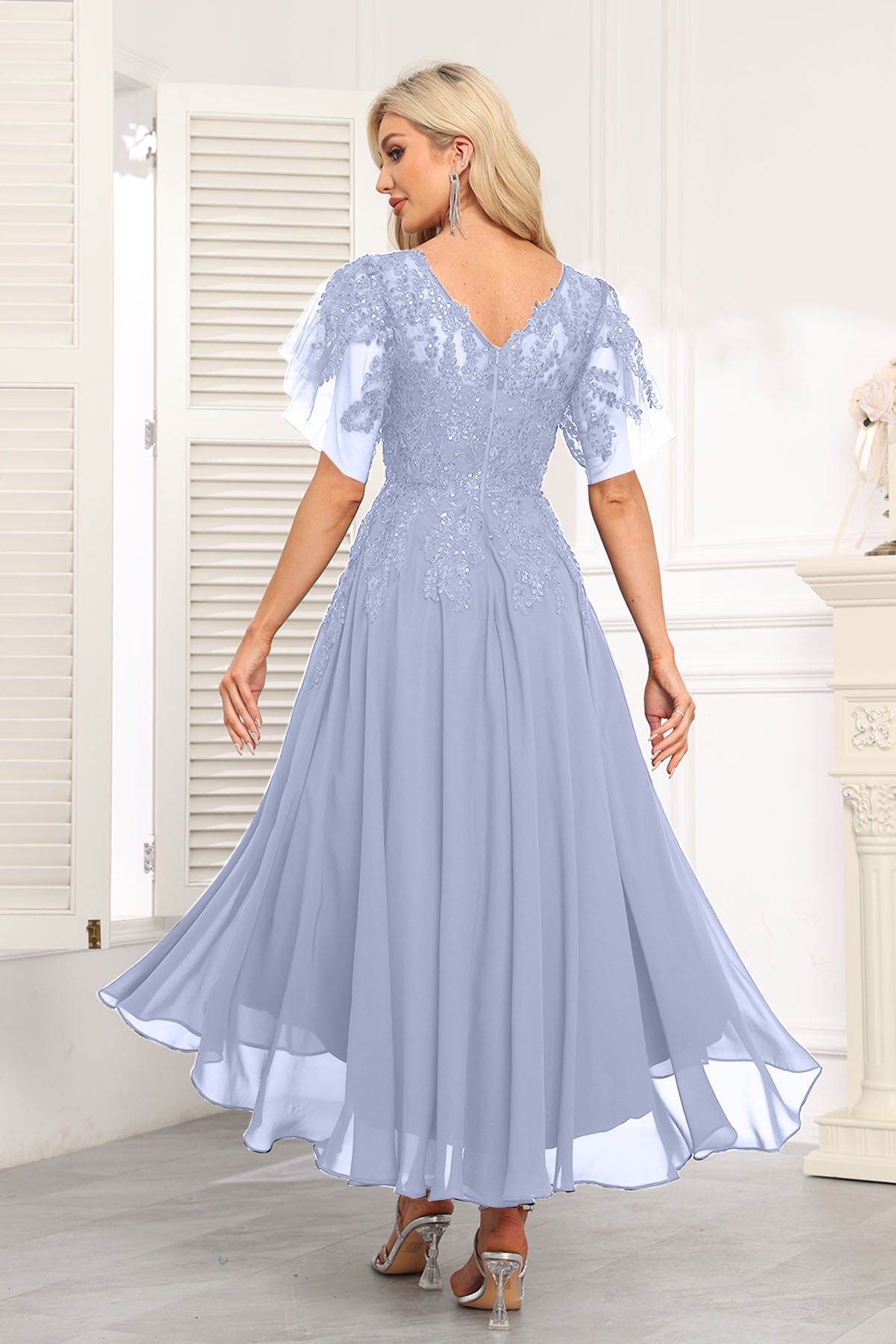 Augday Chiffon Lace Sequins Mother of the Bridesmaid Dresses