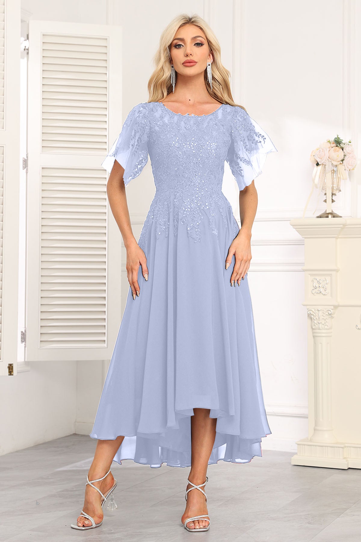 Augday Chiffon Lace Sequins Mother of the Bridesmaid Dresses