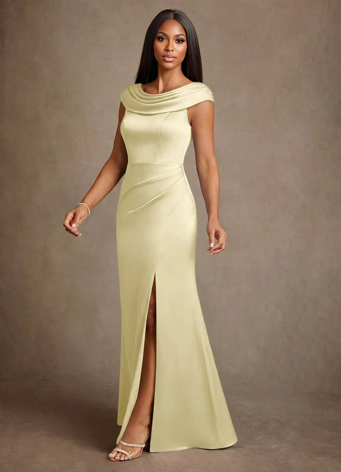 Augday Irvine A-Line Pleated Stretch Satin Dress