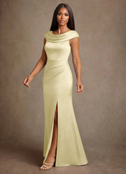 Augday Irvine A-Line Pleated Stretch Satin Dress