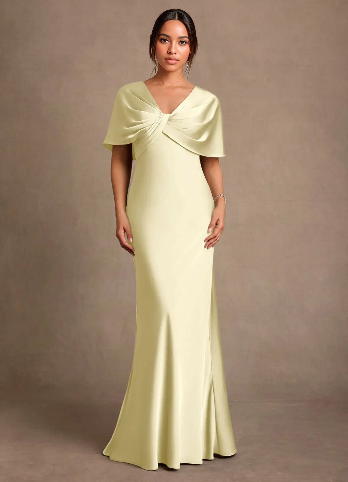 Augday Dosia Sheath Pleated Stretch Satin Dress